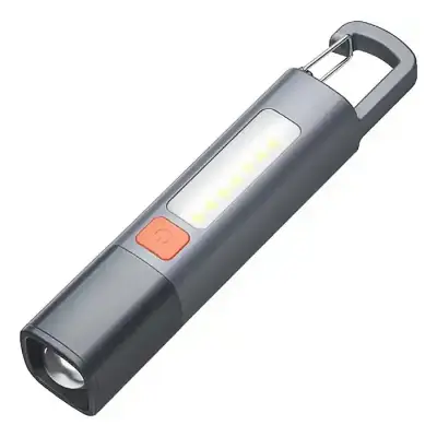 Mini Portable LED Flashlight USB Rechargeable With Hook Zoomable...